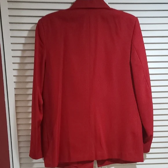 Angelica For Mary Kay Bold Red Jacket Blazer 12 Tall PTP 20 - Picture 9 of 11